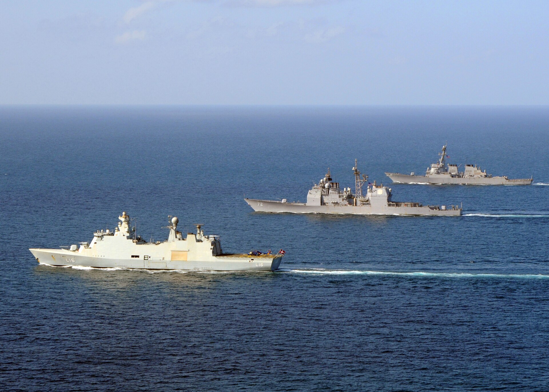 Combined Task Force 151 warships transit the Gulf of Aden in February 2009, the maritime corridor south of the Bab-el-Mandeb strait where Houthi forces attacked the Magic Seas and Eternity C bulk carriers in July 2025