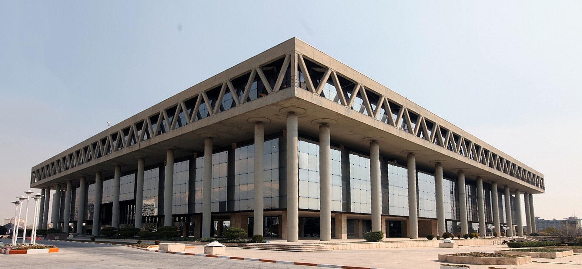 The IRIB headquarters in Tehran, the state broadcasting facility from which Mojtaba Khamenei's July 18 statement voiding the Islamabad MOU was read aloud by a presenter