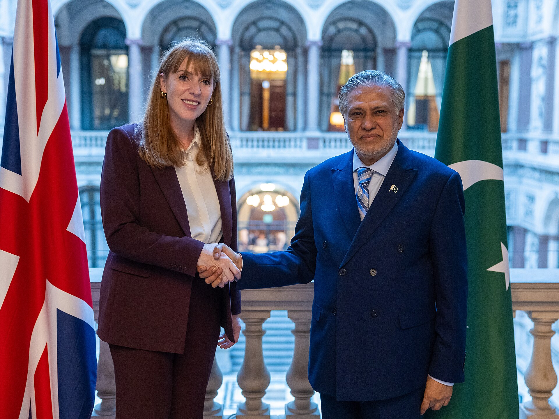 Pakistan Deputy Prime Minister and Foreign Minister Mohammad Ishaq Dar at the UK Foreign Office, host of Iran-US Islamabad talks