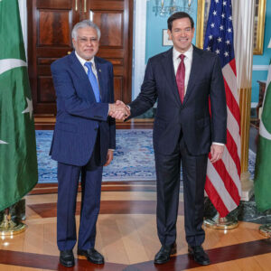 Pakistan FM Ishaq Dar meets US Secretary of State Marco Rubio at the State Department, Washington DC, July 2025