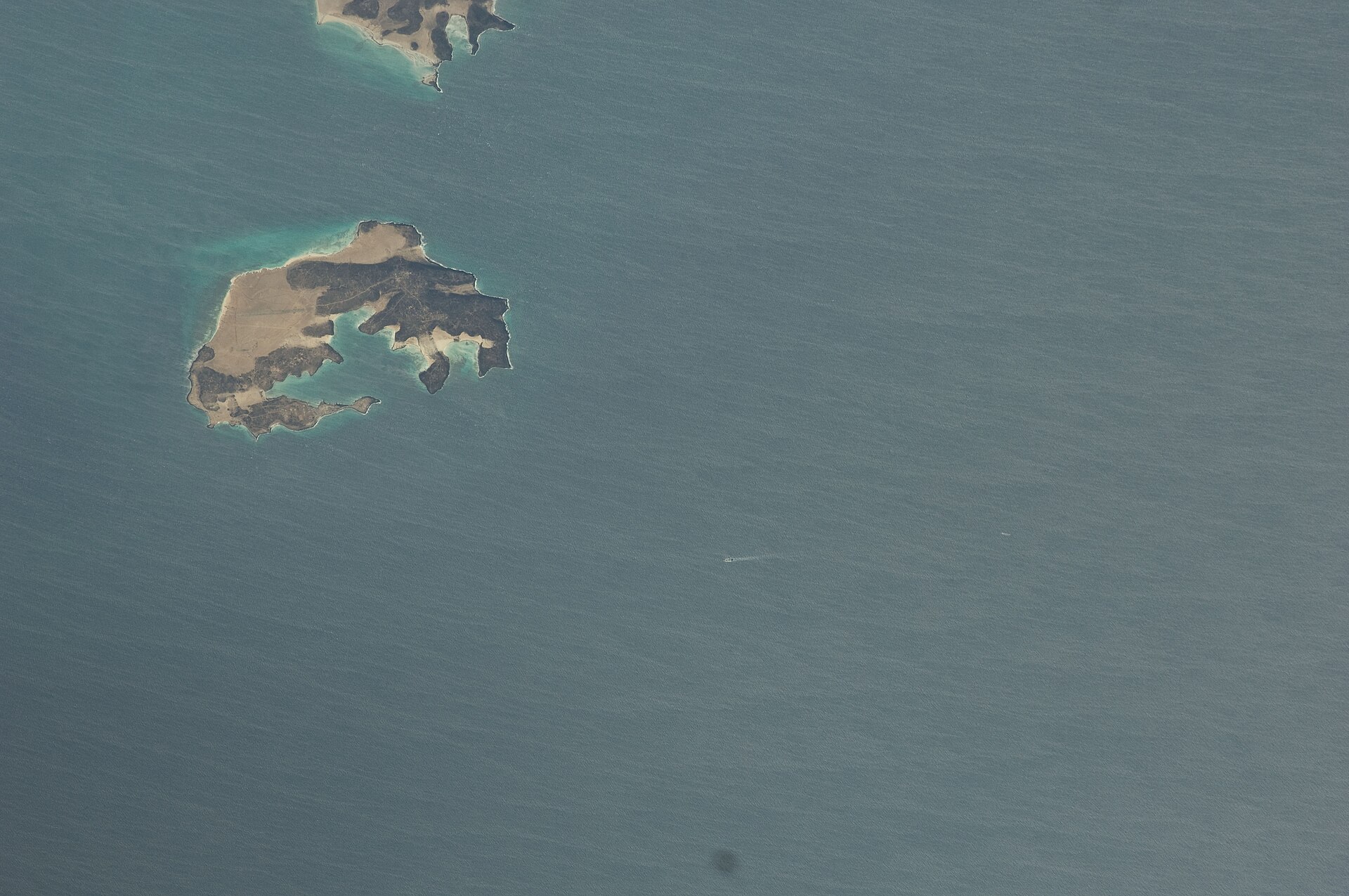 ISS Expedition 22 orbital photograph of the southern Red Sea near Yemen, showing the open-water corridor southwest of Hodeidah where Houthi forces attacked and sank the M/V Magic Seas on 6 July 2026