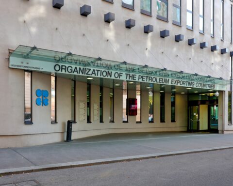 OPEC secretariat entrance at Helferstorferstrasse 17, Vienna — the Organisation of the Petroleum Exporting Countries where ministers convene to set production quotas
