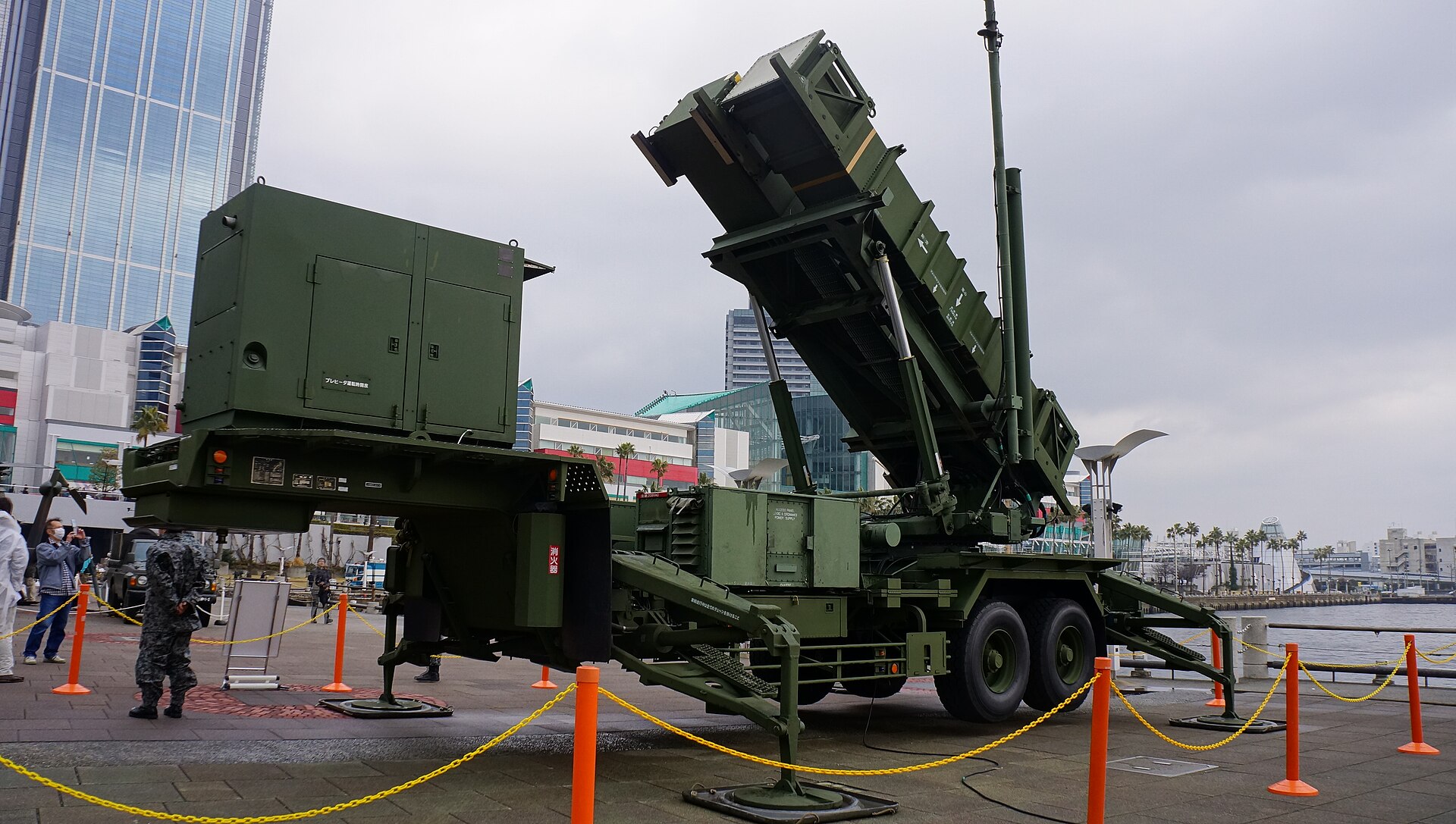 PAC-3 Patriot missile launcher system deployed showing the interceptor launcher unit used in Gulf air defense