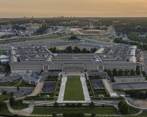 Aerial view of the Pentagon, US Department of Defense headquarters, Washington D.C., May 2023