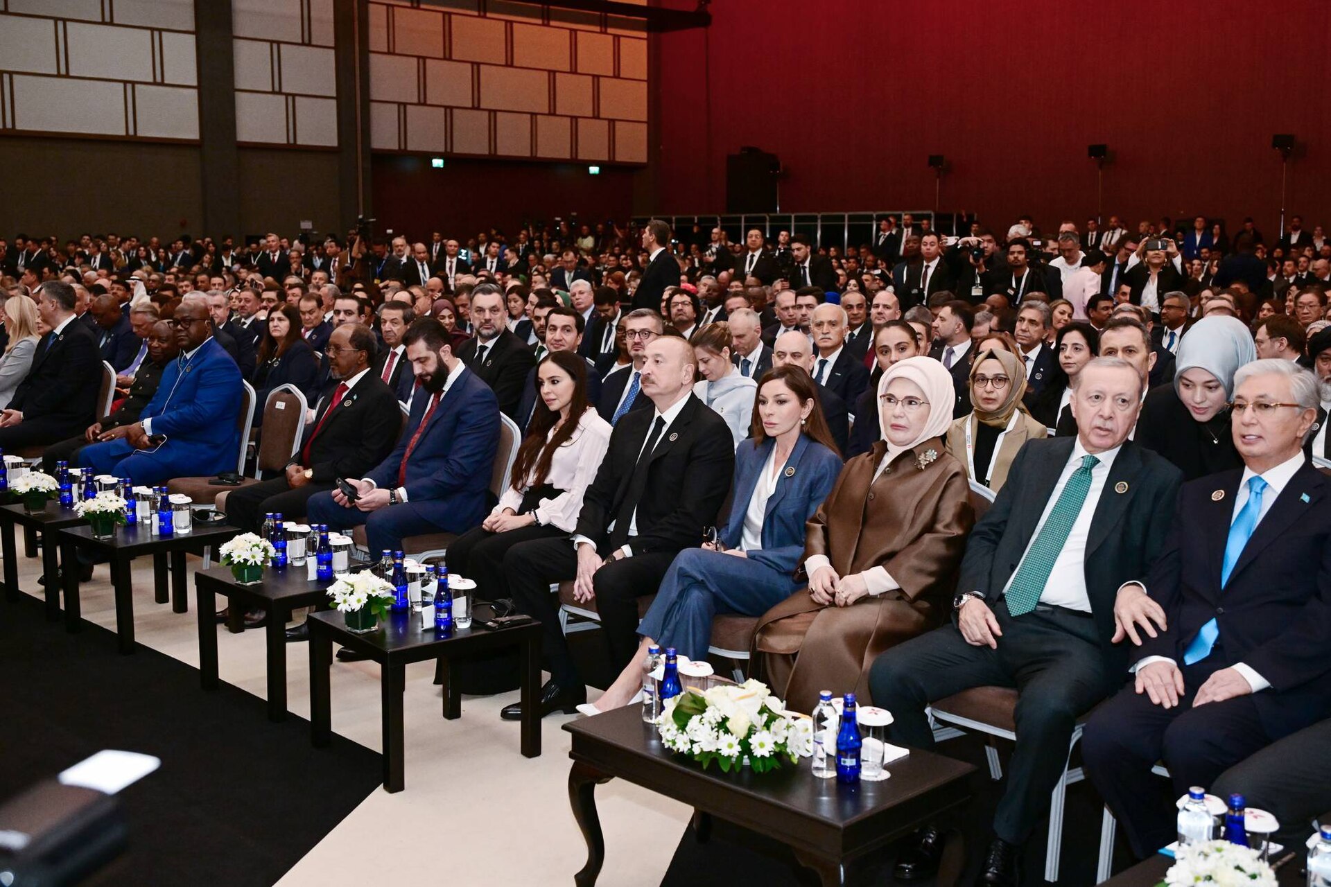Antalya Diplomacy Forum 2026 opening ceremony plenary hall with Erdogan and foreign delegates seated