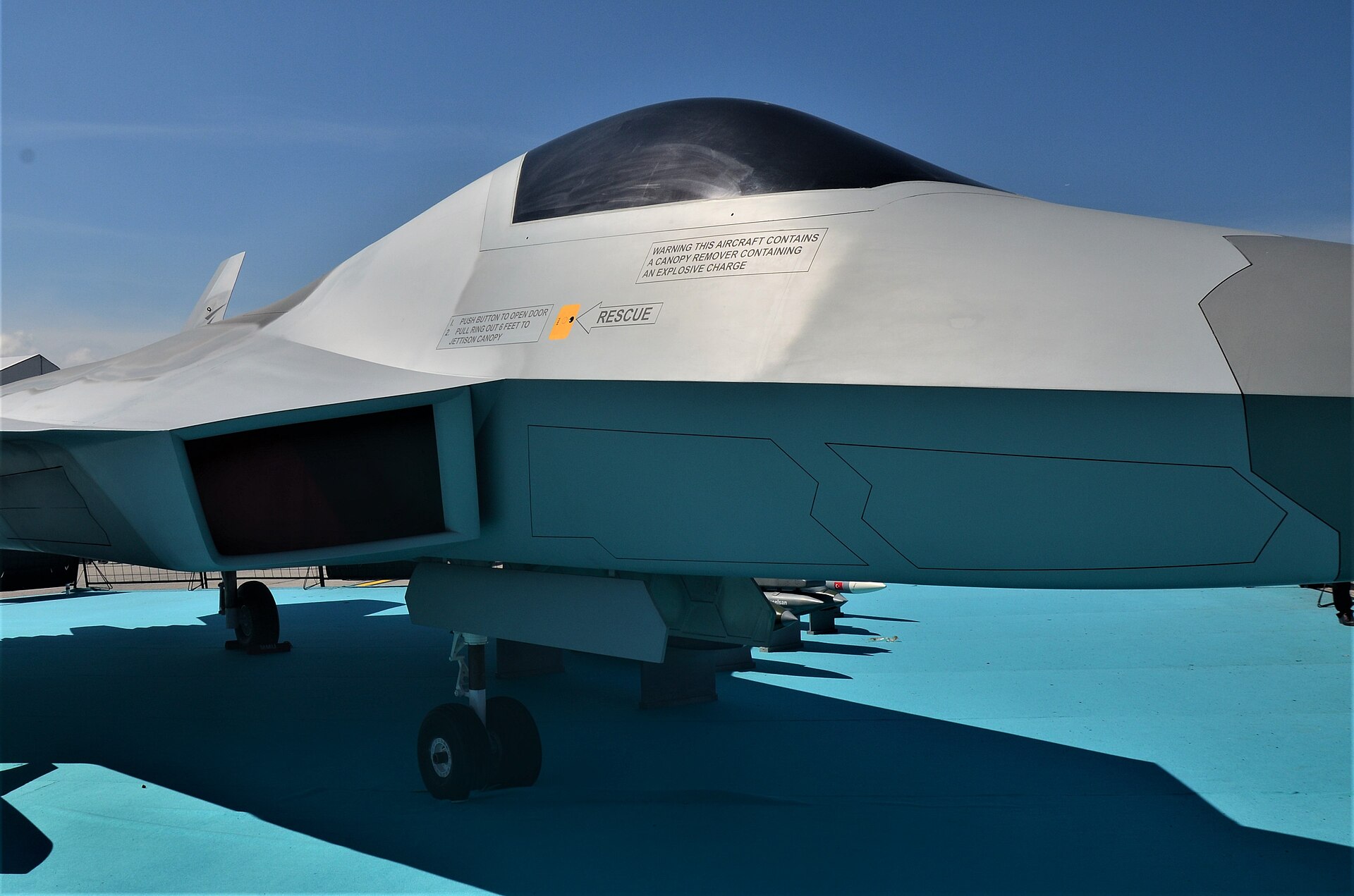 Turkish TAI KAAN fifth-generation fighter mockup at Teknofest 2021 — Saudi Arabia, Turkey, and Pakistan are pursuing joint production of the KAAN through SAMI technology-transfer agreements