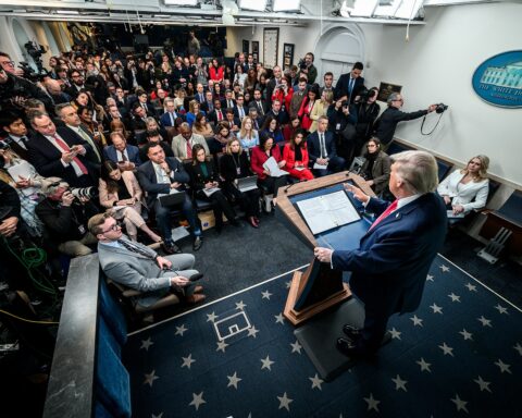 President Trump addresses media in the James S. Brady Press Briefing Room at the White House, January 20, 2026