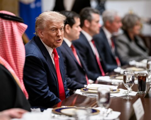 President Trump and Crown Prince Mohammed bin Salman at bilateral meeting, White House, November 18, 2025