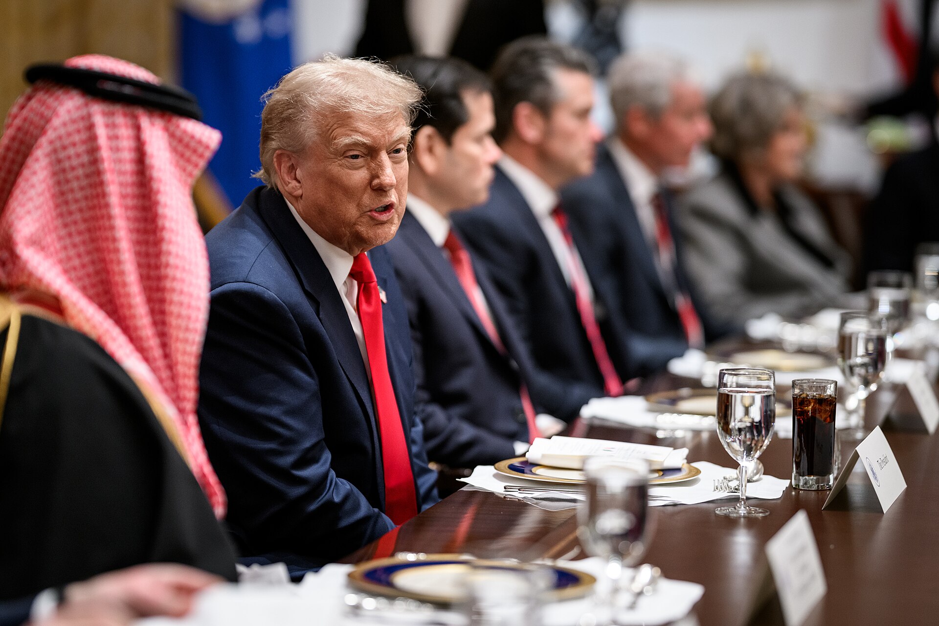 President Trump and Crown Prince Mohammed bin Salman at bilateral meeting, White House, November 18, 2025