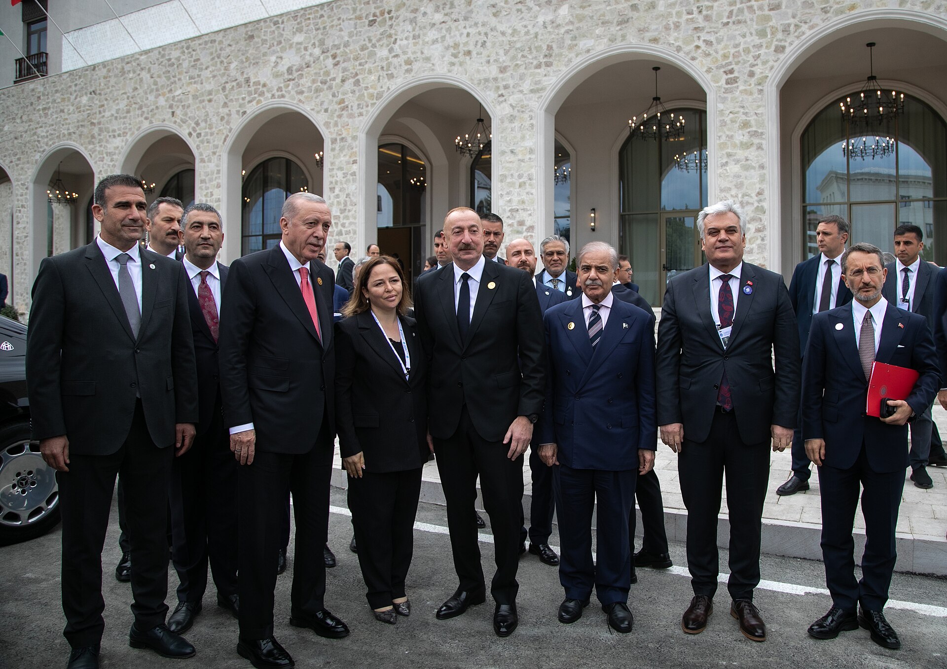 Turkish President Erdogan (second from left) and Pakistani Prime Minister Shehbaz Sharif (fourth from left) at the 17th Economic Cooperation Organization summit, July 2025. The two leaders formalised their trilateral security architecture with Saudi Arabia at the Mecca Joint Defence Agreement in August 2026.