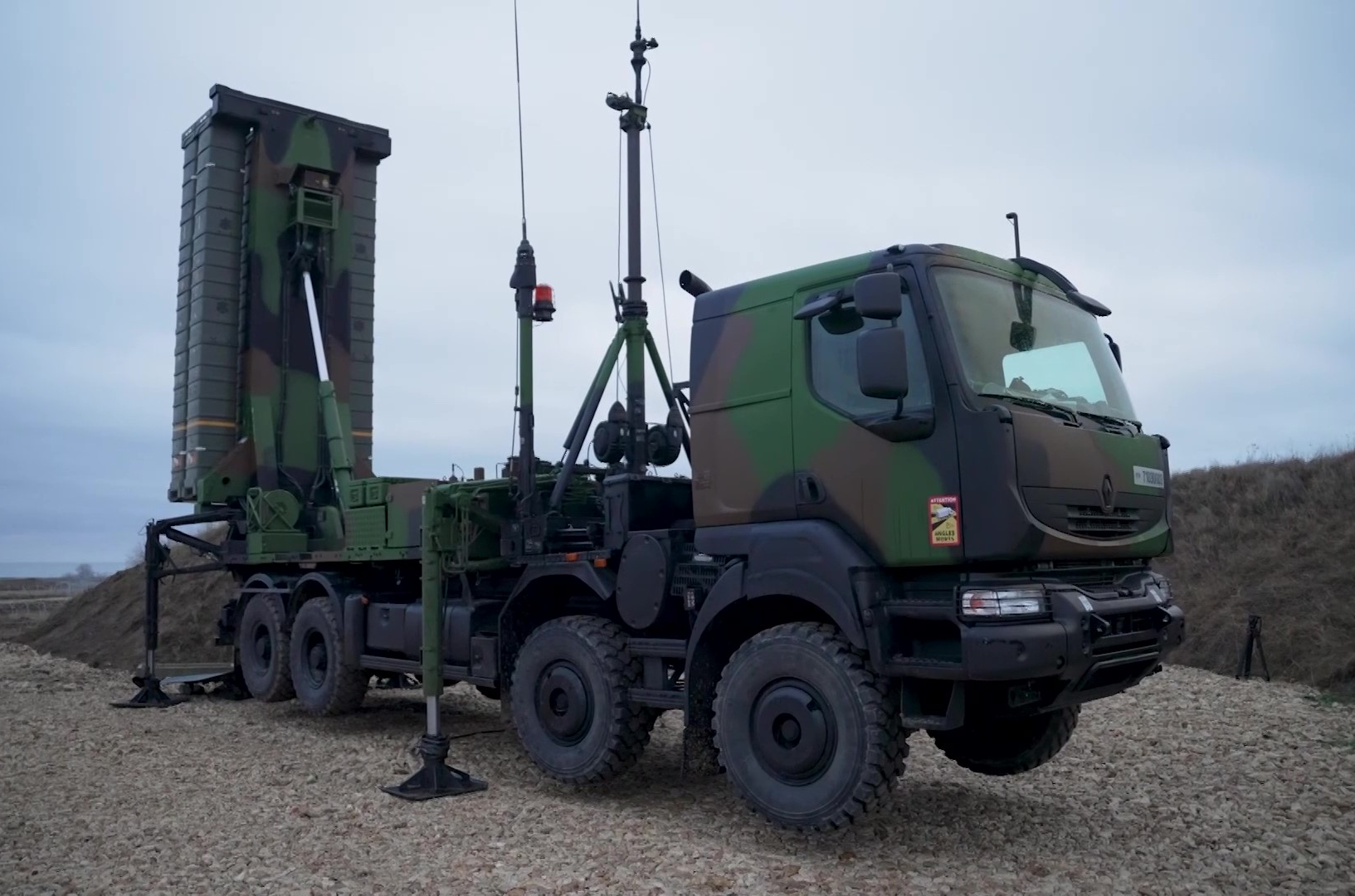 French Army SAMP/T MAMBA surface-to-air missile system on mobile launcher, the air-defence system most likely deployed to Yanbu