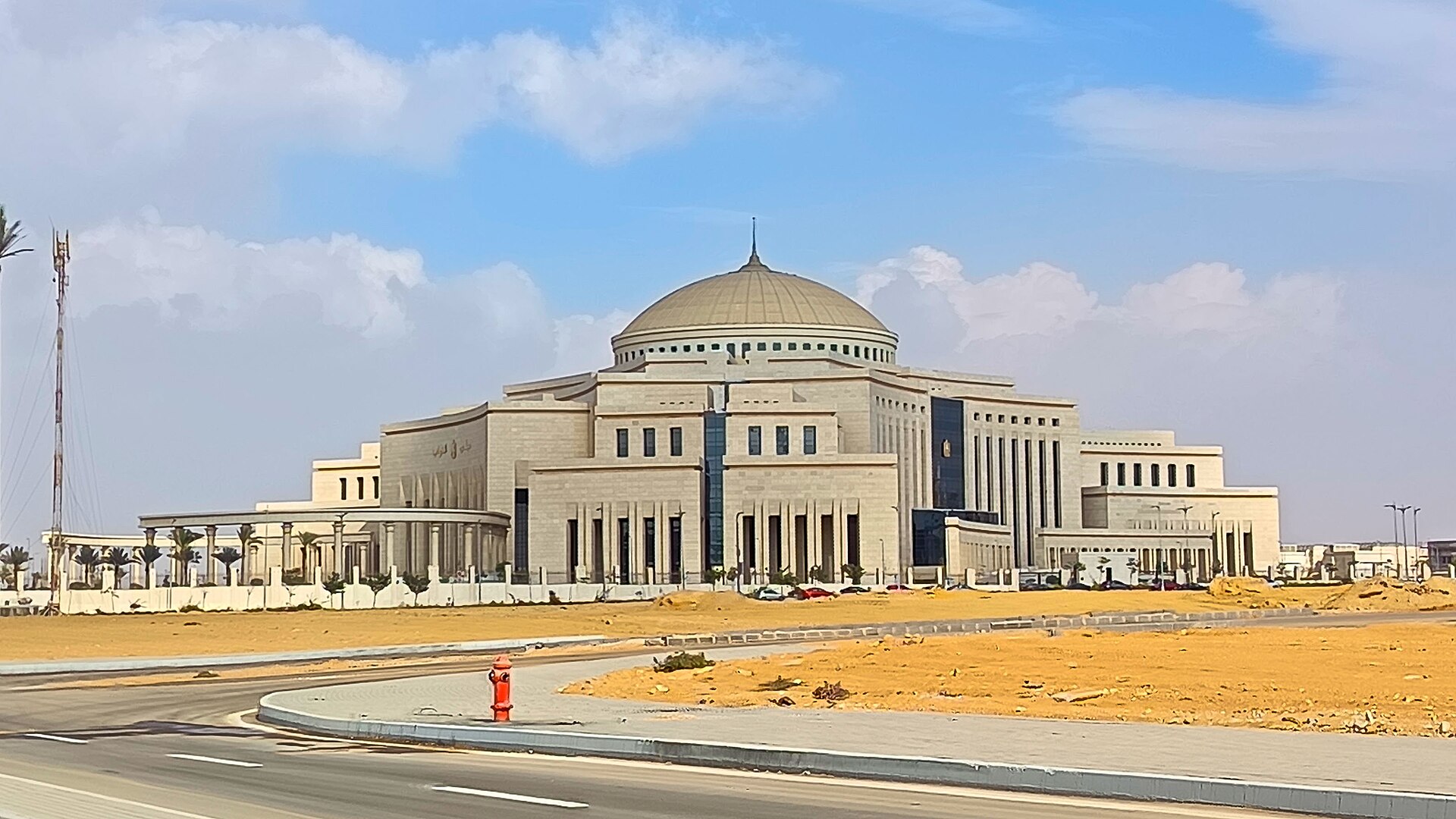 Egyptian House of Representatives building in Egypt New Administrative Capital with central dome and classical columns