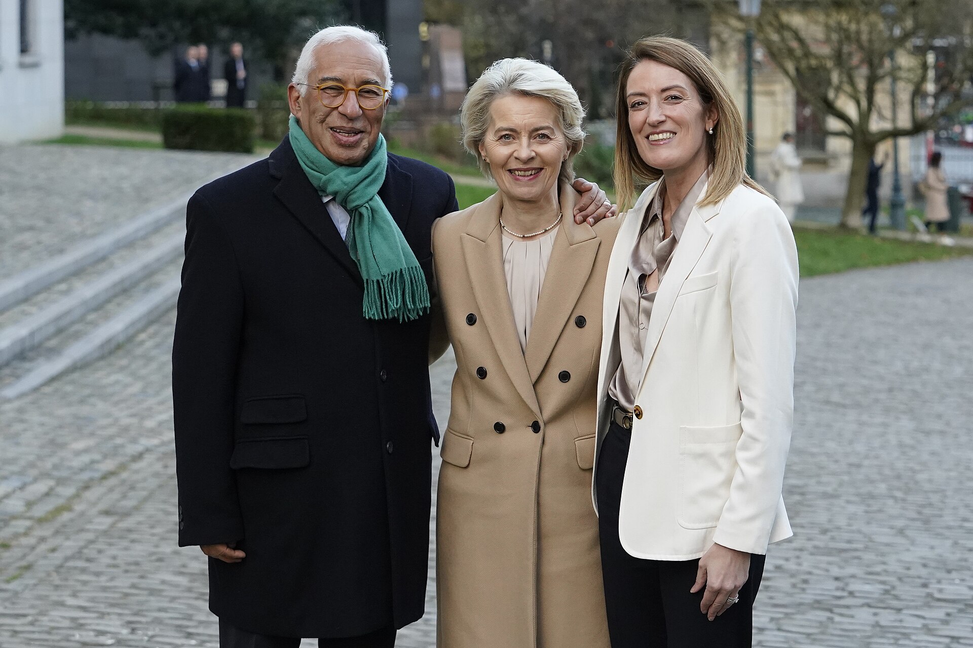 European Council President Antonio Costa, European Commission President Ursula von der Leyen, and European Parliament President Roberta Metsola meet in Brussels, December 2024