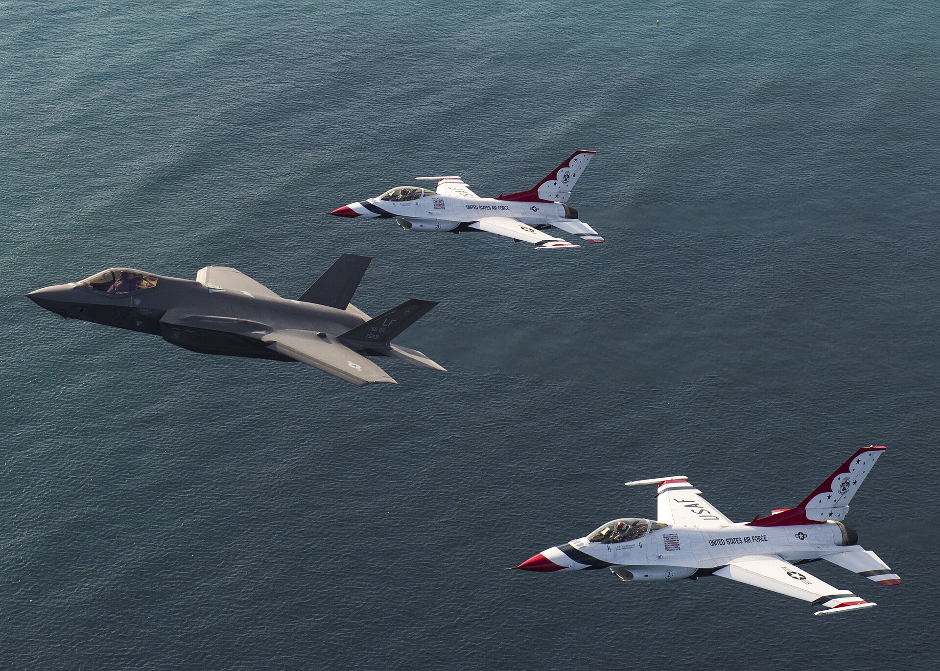 USAF F-35A Lightning II stealth fighter in formation flight — Washington offered Saudi Arabia 48 F-35As in a proposed 24.3 billion dollar sale as a substitute for direct US military strikes on the Houthis