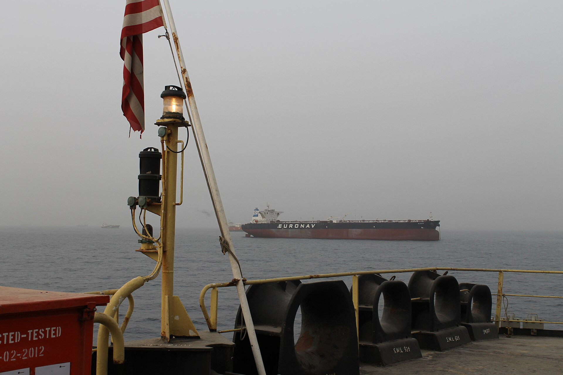 Euronav crude oil tanker at anchor in Fujairah UAE anchorage