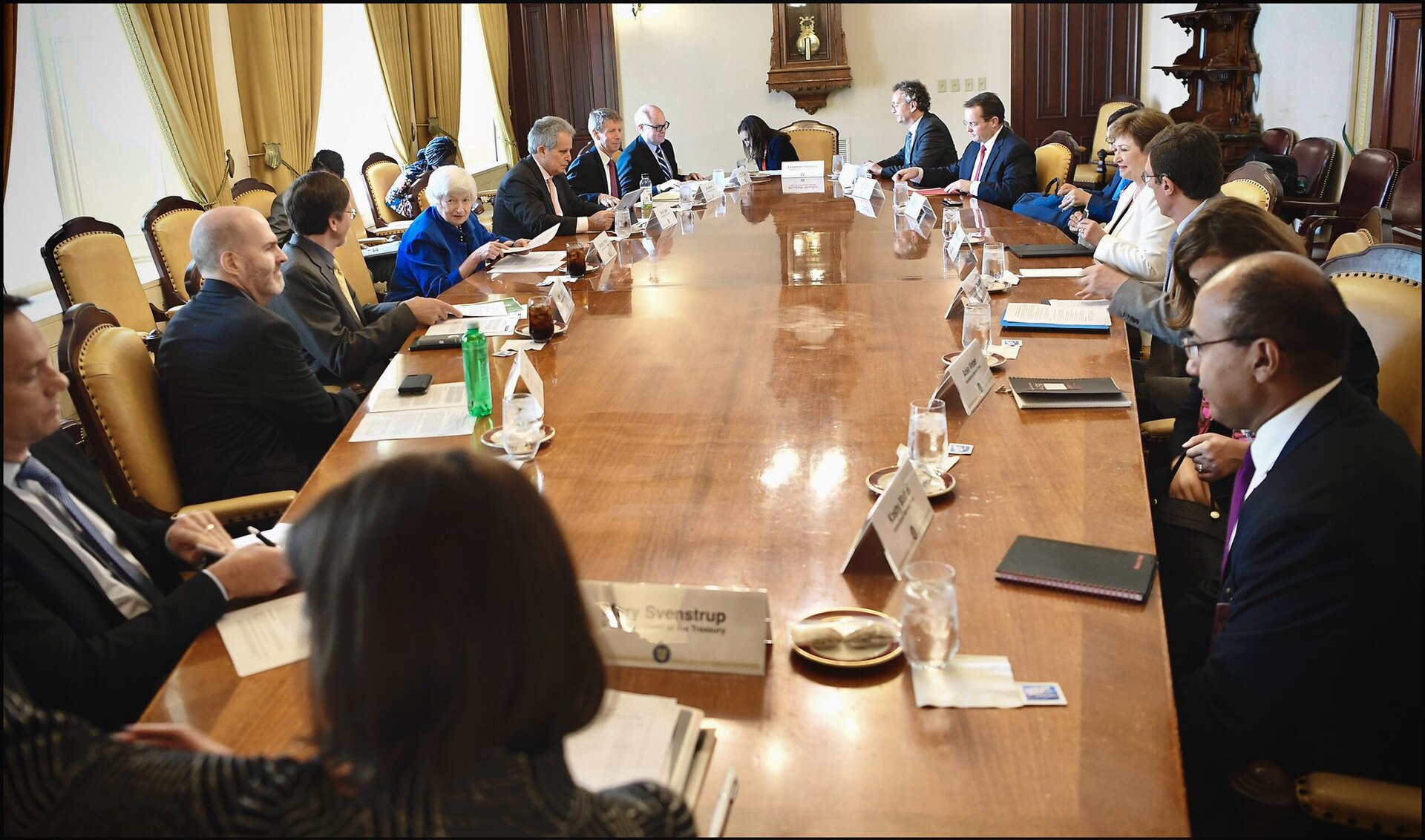 IMF Managing Director Kristalina Georgieva and US Treasury Secretary Janet Yellen at a bilateral meeting at the US Treasury