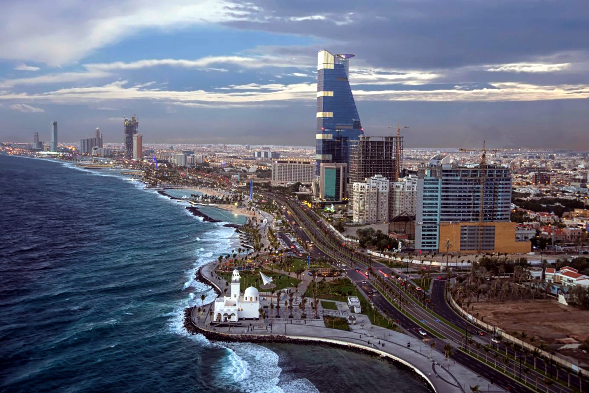 Aerial view of Jeddah Corniche coastline, western Saudi Arabia, 2026