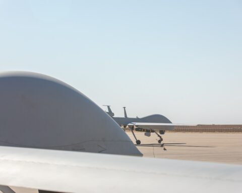 MQ-1C Gray Eagle unmanned aircraft systems on the flight line in the US Central Command area of responsibility, August 2024. Photo: US Army / Public Domain