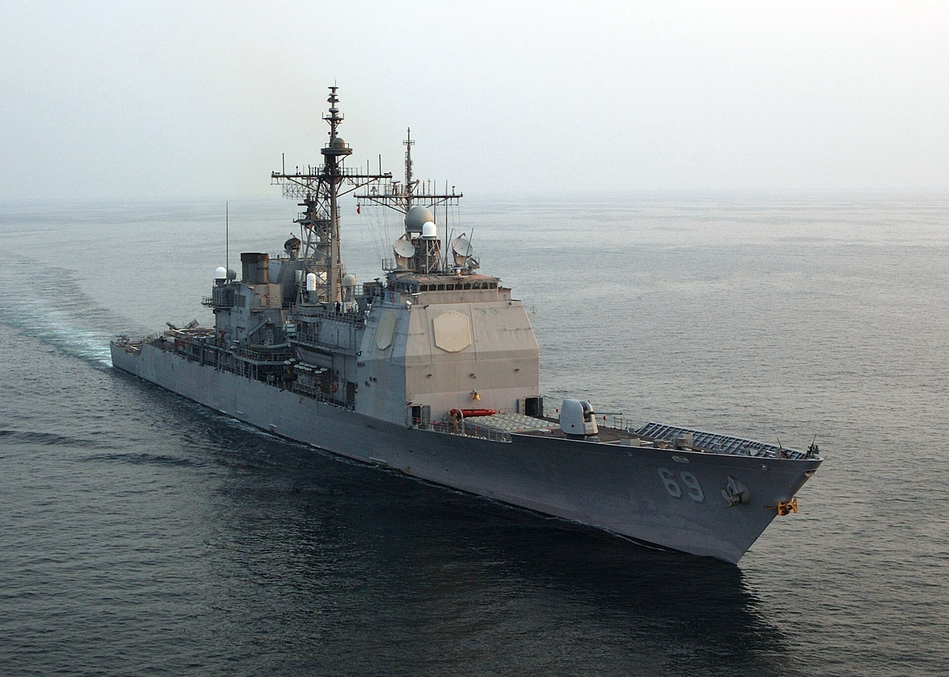 USS Vicksburg CG 69 Aegis guided missile cruiser patrolling the Arabian Gulf