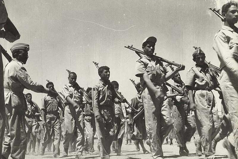 Republican soldiers march in North Yemen during the civil war, 1962-1970 — Egypt deployed up to 70,000 troops in that conflict, a precedent opposition MPs cite in the current debate